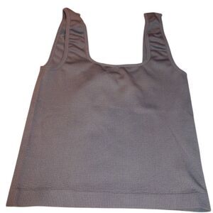 women's junior's medium gray blue cropped stretchy ribbed tank top shirt
